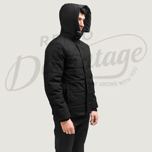 Chaqueta de Invierno Negra para Hombre, Chaqueta Acolchada Resistente con Capucha, Parka Gruesa y Cálida para Exteriores, Abrigo Acolchado Cortavientos - Product Image 3