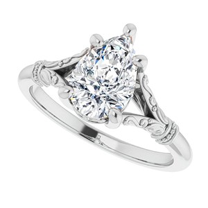 Anillo de compromiso de moissanita con corte de pera de 1.75 quilates, inspirado en lo vintage, con diseño floral en oro de 10 quilates, para ella. - Product Image 2
