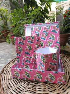 Wholesale Hand Block Printed Paper Silk Screen Printed Floral <b>Pencil</b> <b>Holder</b> Eco Friendly <b>Desk</b> Organizer Artisan Office - Product Image 2