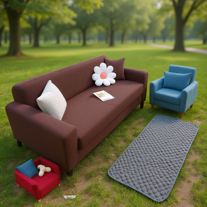 Funda de Sofá de Poliéster Sólida con Relieve para 3 Plazas, Funda Elástica para Muebles de Hogar, Hotel, Sala de Estar, Fundas para Sofá de Tres Plazas - Product Image 1