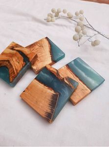 Premium Handmade Wooden And Resin <b>Coasters</b> <b>Set</b> With Elegant Natural Grain Design For Home And Table Decoration - Product Image 4