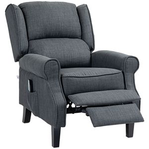 Fauteuil inclinable gris anthracite avec dossier haut, fonction chaleur et massage pour salon - Product Image 1