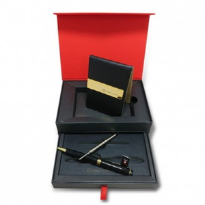 Fermasoldi in pelle bovina penna a sfera oro Set regalo 1P portafoglio strumento per scrivere - Product Image 1