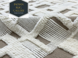 Moroccan Berber High Piles Handknotted Washable Pure New Zealand Wool Fluffy Ribbed Flatweave Rectangle Stain Resistant USA - Product Image 3