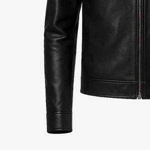 Nuevas llegadas: Chaqueta de cuero vintage negra con cremallera y logotipo personalizado para hombre, chaqueta con cuello, chaqueta de invierno de alta calidad. - Product Image 6