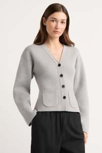 Cardigan Homme Crème 100% Coton Col V Bouton Unique Devant Motif Uni Automne Manches Classiques Anti-Boulochage Anti-Plis Séchage Rapide - Product Image 5