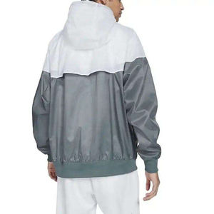 Lightweight Breathable Windproof <b>Zip</b> <b>Hooded</b> Jacket Gray White Men Women Outdoor Sport Running Hiking Unisex Windbreaker Front - Product Image 4