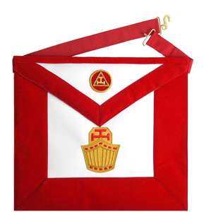 Tablier de Loge Maçonnique Brodé à la Main avec Fil de Bullion et Broderie Zari, en Coton-Polyester et 100% Peau d'Agneau de Luxe - Product Image 1