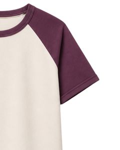 Manufacturer <b>White</b> And Purple Raglan T Shirt For Men Short Sleeve Crew Neck Cotton <b>Tee</b> Custom Casual Color Block Streetwear Top - Product Image 4