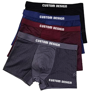 Sous-vêtements en tricot sexy pour hommes de haute qualité, respirants, en pur coton, boxers, impression de logo personnalisée, MOQ 1000, FOB 0,81-1,17 $ - Product Image 1