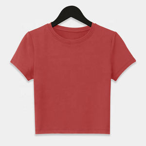 Hot Selling Women Breathable Crop <b>Top</b> T Shirt Baby Tee Round Neck Lightweight Cotton Casual Streetwear - Product Image 3