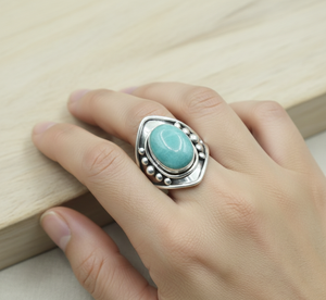 Vintage Amazonite Gemstone <b>Ring</b> 925 Sterling Silver Rose Gold Yellow Gold Plated Handmade <b>Statement</b> Boho Women Jewelry Unisex - Product Image 4