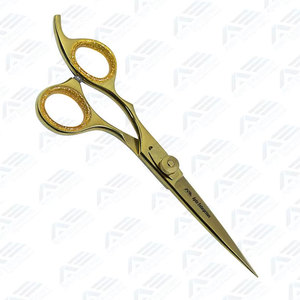 Ciseaux de barbier professionnels avec repose-doigts fixe, en acier inoxydable doré foncé, pour la coiffure - Product Image 6