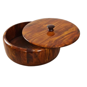 Tazón de Madera Moderno Hecho a Mano con Tapa Abatible, Contenedor Redondo Ecológico para Almacenar Pan, para Preservar la Frescura en la Cocina - Product Image 1