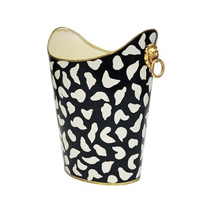 Poubelle de luxe en métal noir et blanc avec détails dorés, corbeille à déchets décorative pour intérieur, idéale pour les occasions spéciales et les cadeaux. - Product Image 2