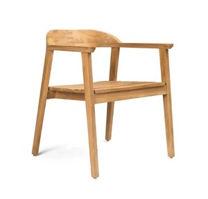 Fauteuil Hiro en teck massif avec dossier incurvé bas, chaise de jardin pour terrasse - Product Image 3