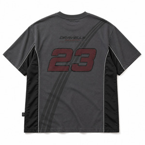 Camiseta extragrande Y2K Motorsport para hombre |   Camiseta de Algodón Grueso de 220 g/m², Personalizada OEM, Hombros Caídos, Corte Cuadrado, Color Gris Grafito, Estilo Urbano - Product Image 4