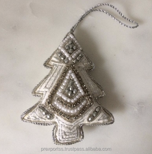 Adorno Navideño de Árbol con Cuentas, Decoración Festiva para el Hogar, Hecho a Mano en Acero Inoxidable, Bordado Cristiano - Product Image 3