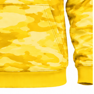 Sweat à capuche camouflage jaune doré pour homme, imprimé camouflage, en polaire, avec poche kangourou et cordon de serrage, décontracté, pour l'extérieur - Product Image 4