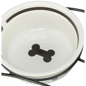 Tazón de Cerámica para Mascotas, 0.25 L, Diseño con Huellas de Patas Blancas y Negras, para Perros y Gatos - Product Image 2