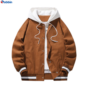 Chaqueta de Béisbol con Capucha para Hombre BOBBIN INDUSTRIES, Cortavientos, de Secado Rápido, Lana/Poliéster, Casual, Invierno, Hip Hop, con Apliques Bordados - Product Image 2