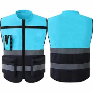 Chaleco de seguridad reflectante personalizado con múltiples bolsillos para trabajadores de la construcción, chaleco de trabajo para hombres, chaquetas con bolsillos de 5 dimensiones. - Product Image 4