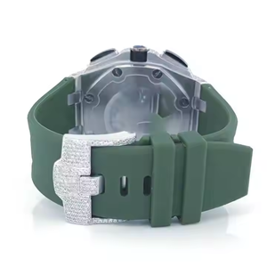 Reloj de Lujo Estilo Hip Hop para Buceo, con Tres Subesferas, Diamantes Moissanite, Esfera Cuadrada de Acero Inoxidable, Cristal y Correa de Goma Deportiva - Product Image 3