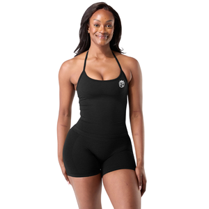 Womens Halter Seamless Tank Black Built In Support Stretch Fit Yoga Gym Training Activewear <b>Bodysuit</b> Style Top - Product Image 1