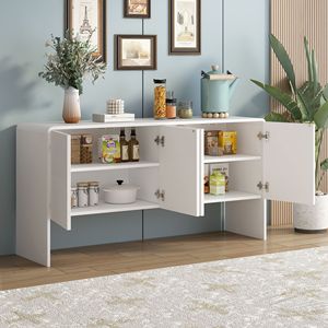 Buffet de rangement de style minimaliste de 60 pouces avec 4 portes et dispositif de rebond pour salon et entrée - Product Image 3