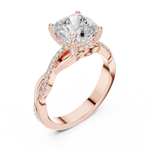 Bague Art Déco en Moissanite Coussin de 2 Carats de Qualité Supérieure avec Tige Torsadée Pavée, Plaqué Or Jaune sur Argent, Alliance Tendance - Product Image 3
