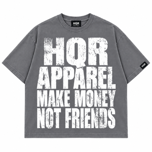 เสื้อยืดโอเวอร์ไซส์ผู้ชาย HQR APPAREL ผ้าฝ้าย สตรีทแวร์ คอกลม แขนสั้น พิมพ์ลายตัวอักษร สีเทา โลโก้ด้านหน้า พิมพ์ลายดิจิทัล - Product Image 1