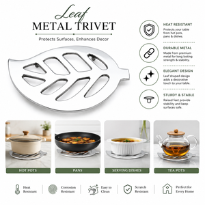 Leaf Metal Trivet | Heat Resistant Hot Pot <b>Stand</b> Table Protector | Decorative Kitchen Dining Cookware Holder Home Countertop - Product Image 5