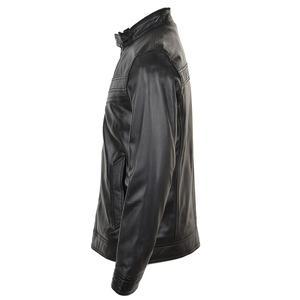 Men's Custom Varsity Leather <b>Jacket</b> Brown Stand Collar Canvas Fabric Front Logo - Product Image 2