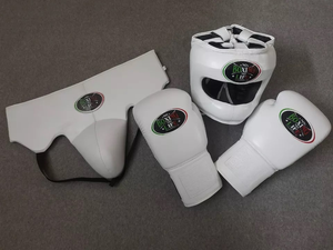 ถุงมือชกมวยหนังแท้แบบผูกเชือก สำหรับมวยไทย พร้อมชุดอุปกรณ์ป้องกันศีรษะและอุปกรณ์ป้องกันอวัยวะเพศ ช่วยระบายความชื้น เหมาะสำหรับทุกเพศ - Product Image 2