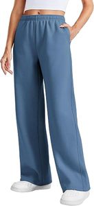 Pantalones de forro polar de pierna ancha de talle alto para mujer, ajuste relajado, suaves, negros lisos, informales, deportivos y de descanso - Product Image 4