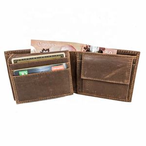 Classic <b>Brown</b> Slim Minimalist Men's Genuine Leather <b>Wallet</b> LWM-0003 Custom Logo for Travel - Product Image 1