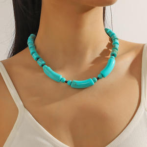 Collier de perles irrégulières en résine faites à la main, multicolores, bijoux de mode, artisanat moulé, pour femmes et filles - Meilleures ventes - Product Image 1