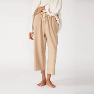 Pantalones de pierna ancha con cordón de cintura elástica para mujer, pantalones informales de estilo suelto transpirables de primavera con cordones - Product Image 5