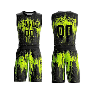 Conjunto de Uniforme de Baloncesto Sublimado Personalizado con Cuello en V, Jersey sin Mangas y Pantalones Cortos, Transpirable, Absorbente de Humedad, 100% Poliéster, Unisex - Product Image 3