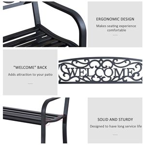 Banc de jardin en fonte pour 2 personnes, 50 pouces, pour patio extérieur, cour, véranda, entrée, Welcome Vines for Women's Coats - Product Image 5