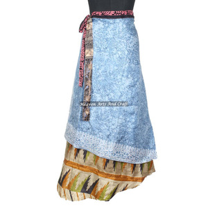 New <b>Boho</b> Style Women Silk Magic 38 Inch Wrap <b>Skirts</b> Reversible Vintage Silk Magic Wrap <b>Skirt</b> Hot Casual Wear Sari Silk Long Wrap - Product Image 1