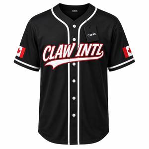 Maillot de baseball noir à manches courtes, boutonné sur le devant, anti-humidité, unisexe, pour adulte, avec impression du nom de l'équipe, 100 % polyester, anti-UV - Product Image 1