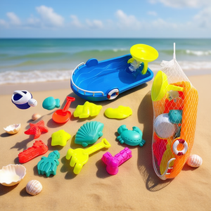 Set di giocattoli da spiaggia 13 pezzi, secchiello per modellare la sabbia, pala, stella marina, conchiglia, granchio, creature marine, divertimento all'aperto per bambini, 21x38x14,5 cm - Product Image 3