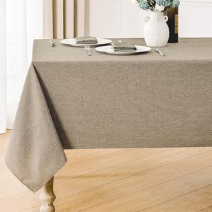 Tovaglia Rettangolare Impermeabile Antimacchia in Lino Testurizzato, Antipiega, in Tessuto Decorativo per Tavolo Rustico - Product Image 1