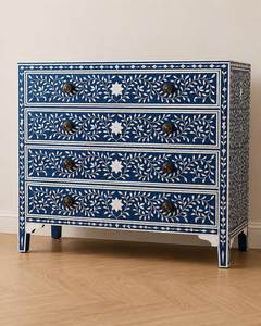 Pink Premium Durable Modern Farmhouse Handmade Bone Inlay Solid Mango Wood Eco-Friendly <b>6</b>-<b>Drawer</b> <b>Drawer</b> Table Iron Hardware - Product Image 5