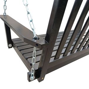Banc balançoire en bois avec accoudoirs pour patio extérieur, jardin, cour, véranda ou porche avant, avec chaînes de suspension - Product Image 4