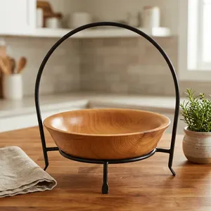 Frutero de Madera Hecho a Mano con Soporte, Cesta de Frutas de Madera para Cocina, Mesa de Comedor, Decoración del Hogar, Organización de Cocina, Comedor - Product Image 4