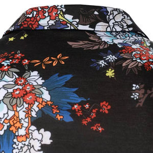 Polo pour homme noir à imprimé floral, motif audacieux, léger, respirant, décontracté, manches courtes, boutonné, pour l'été - Product Image 6