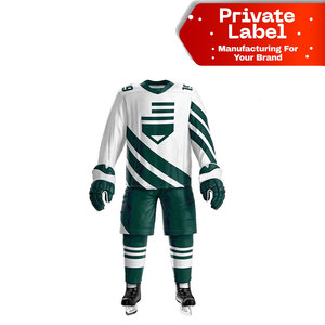 Uniforme de hockey sobre hielo clásico negro sólido para visitante, kit de equipo en blanco, uniforme de hockey sobre hielo con patrón de rayas finas, resistente para partidos. - Product Image 1