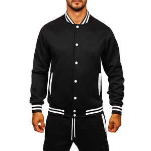 Ensemble de survêtement deux pièces noir pour homme, veste de baseball à col montant, pantalon cargo jogger, tenue décontractée hip-hop - Product Image 5